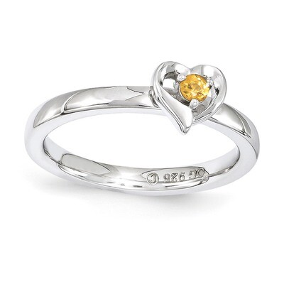 Citrine Heart Ring - Sterling Silver QSK1532, MPN: QSK1532, 886774207285