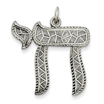 Chai Pendant Antiqued Sterling Silver QC5921, MPN: QC5921, 191101184451