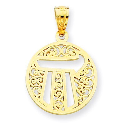 Filigree Circle Chai Pendant 14k Gold C3742, MPN: C3742, 191101095306