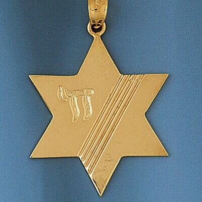 Dazzlers Jewelry Star of David with Chai Pendant Necklace Charm Bracelet in Yellow, White or Rose G…