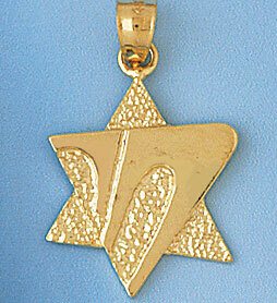 Dazzlers Jewelry Star of David with Chai Pendant Necklace Charm Bracelet in Yellow, White or Rose G…
