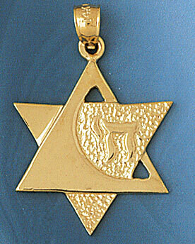 Dazzlers Jewelry Star of David with Chai Pendant Necklace Charm Bracelet in Yellow, White or Rose G…