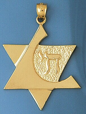 Dazzlers Jewelry Star of David with Chai Pendant Necklace Charm Bracelet in Yellow, White or Rose G…