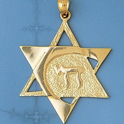 Dazzlers Jewelry Star of David with Chai Pendant Necklace Charm Bracelet in Yellow, White or Rose G…