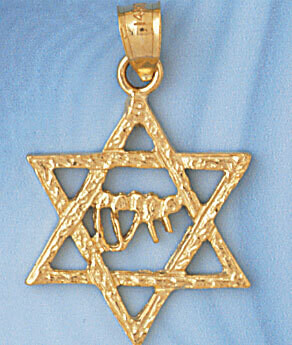 Dazzlers Jewelry Star of David with Chai Pendant Necklace Charm Bracelet in Yellow, White or Rose G…