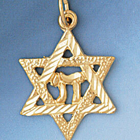 Dazzlers Jewelry Star of David with Chai Pendant Necklace Charm Bracelet in Yellow, White or Rose G…