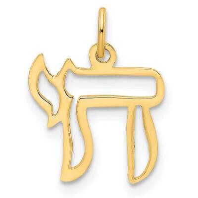 Solid Chai Symbol Outline Pendant 14k Gold Polished XR1997, MPN: XR1997, 196904070734