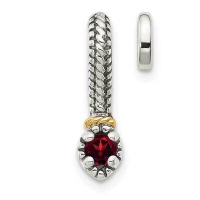 Garnet Chain Slide Pendant Sterling Silver with 14k Gold Polished QTC1705, MPN: QTC1705, 8839571713…