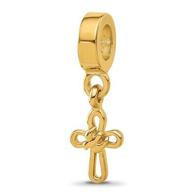 Gold-plated Dove Cross Dangle Bead Sterling Silver QRS1607GP, MPN: QRS1607GP,