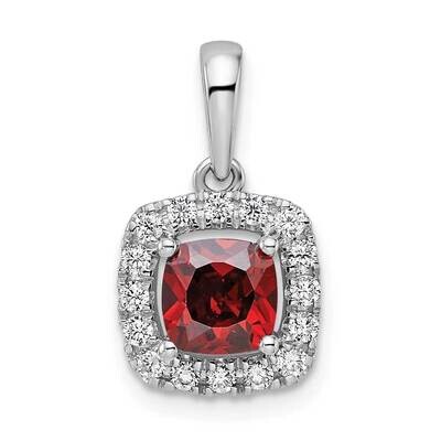 Garnet Halo Pendant 14k White Gold Lab Grown Diamond PM9037-GA-028-WLG, MPN: PM9037-GA-028-WLG, 883…