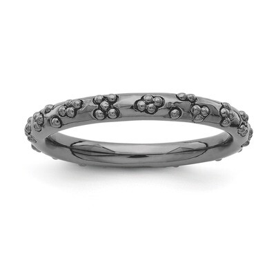 Black-plated Textured Ring - Sterling Silver QSK1616, MPN: QSK1616, 886774250823