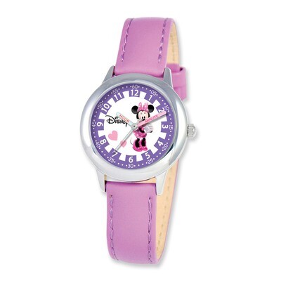 Disney Kids Minnie Mouse Purple Leather Band Time Teacher Watch XWA3591, MPN: XWA3591, 843231059603