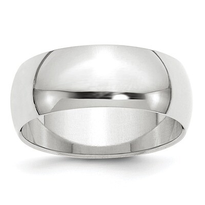 8mm Half Round Band 10k White Gold WHR080 Engravable, MPN: WHR080, 886774466880