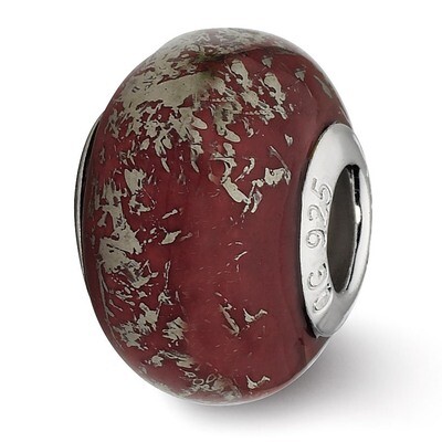Dark Red with Platinum Foil Ceramic Bead - Sterling Silver QRS2343, MPN: QRS2343, 883957514338