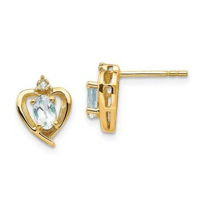 Diamond &amp; Aquamarine Earrings 14k Gold XBS487, MPN: XBS487, 883957858043