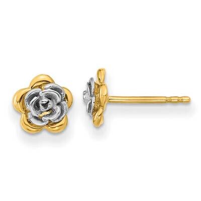 Flower Post Earrings 14k Two-Tone Gold YE2081, MPN: YE2081, 191101786464