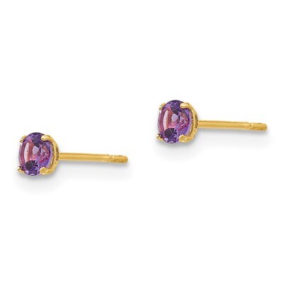 Round Amethyst 3mm Post Earrings - 14k Gold SE2276 by Madi K, MPN: SE2276, 883957549996