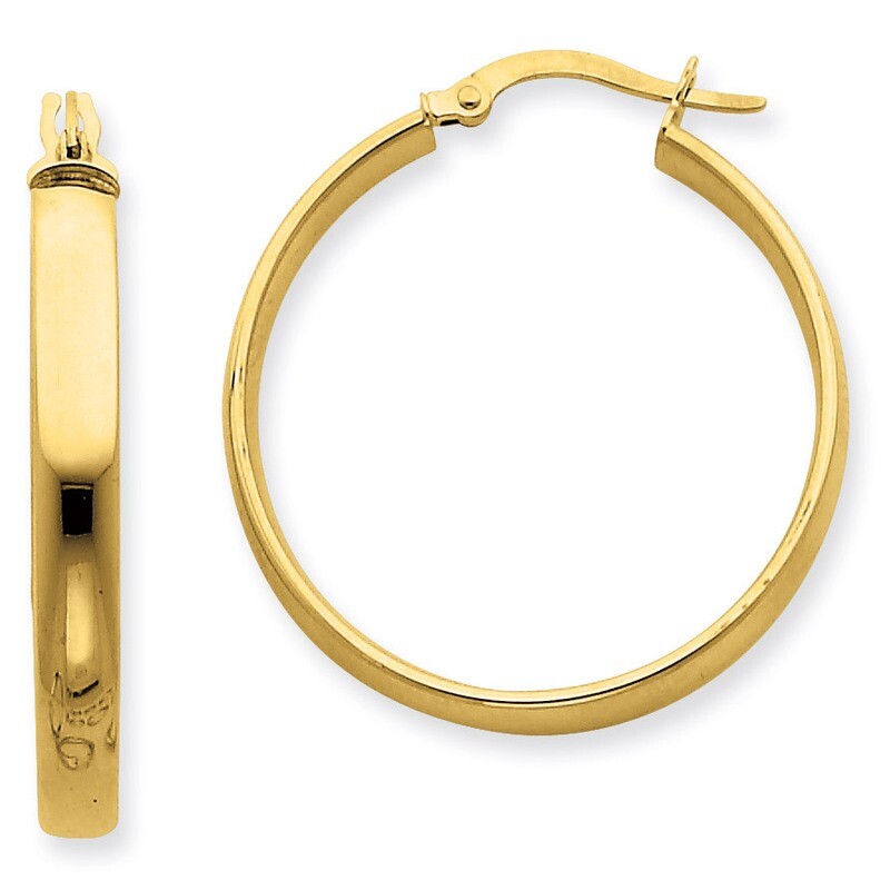 4x25mm Polished Hoop Earrings 14k Gold PRE233