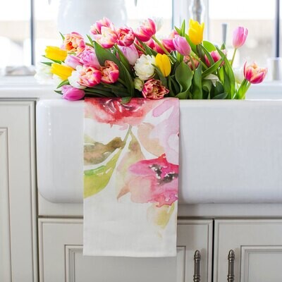 Crown Floral Watercolor Linen Towel Floral Set of 4 T456