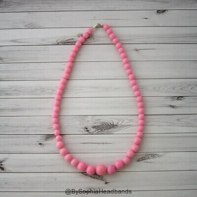 Light Pink Baby Necklace Light Pink Girls Necklace Pink Necklace Baby Bead Necklace Kids Necklace T…