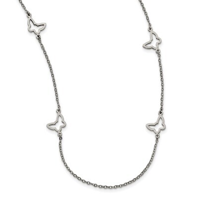 Butterfly Necklace Stainless Steel SRN1873-33 by Chisel, MPN: SRN1873-33, 191101646324