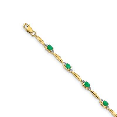 Emerald Oval Bracelet 14k Gold Diamond BM4484-EM-001-YA, MPN: BM4484-EM-001-YA, 883957978826