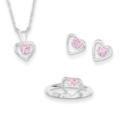 Childs 15 Necklace, Earrings &amp; Size 3 Ring Set Sterling Silver QST247SET, MPN: QST247SET, 886774559…