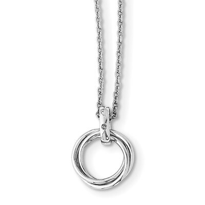 Three Ring Diamond Necklace Sterling Silver QW328-18, MPN: QW328-18, 886774295268