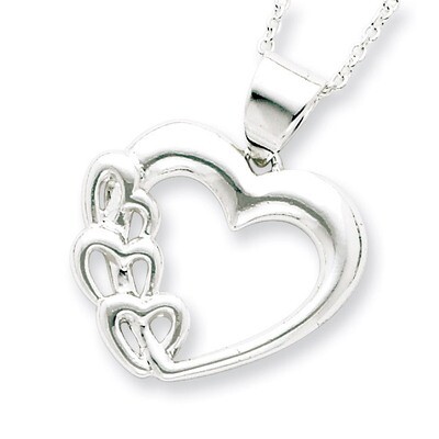 Heart Necklace Sterling Silver QG2589-18, MPN: QG2589-18, 723252465358