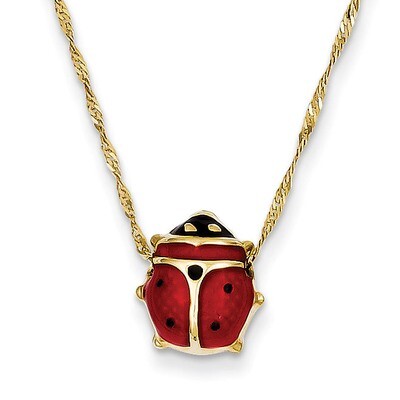 Enameled Ladybug Necklace 14k Gold XCH212, MPN: XCH212, 886774123905