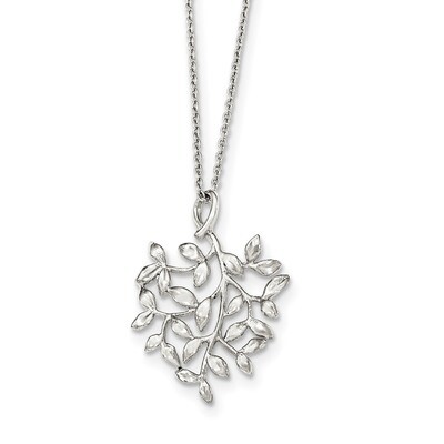 Leaf Necklace 18 Inch Sterling Silver Polished QG3706-18, MPN: QG3706-18, 191101072512