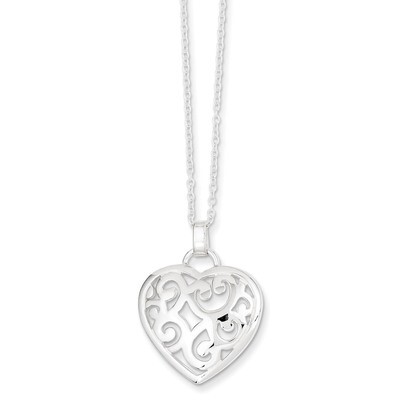 18 Inch Heart Necklace Sterling Silver QH4973-18, MPN: QH4973-18, 883957578071