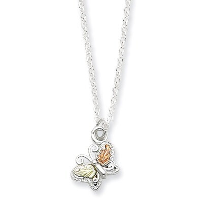 Butterfly Necklace Sterling Silver &amp; 12k Gold QBH134-18, MPN: QBH134-18, 784715499242
