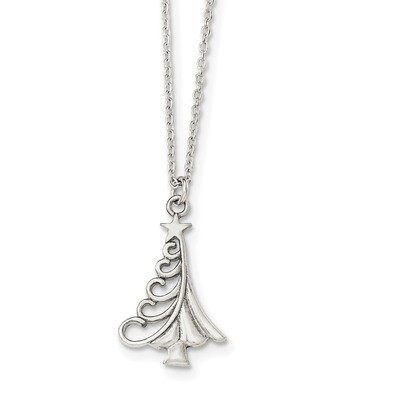 Christmas Tree Necklace 18 Inch Sterling Silver Polished QG3709-18, MPN: QG3709-18, 196904160299