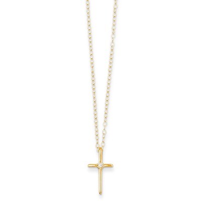 .01ct Diamond Cross Necklace 15 Inch - 14k Gold GK331-15 by Madi K, MPN: GK331-15, 729341036973
