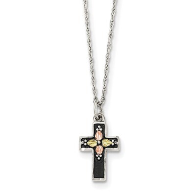 Antiqued Cross Necklace 18 Inch 12k Gold Sterling Silver QBH216-18, MPN: QBH216-18, 31902388729