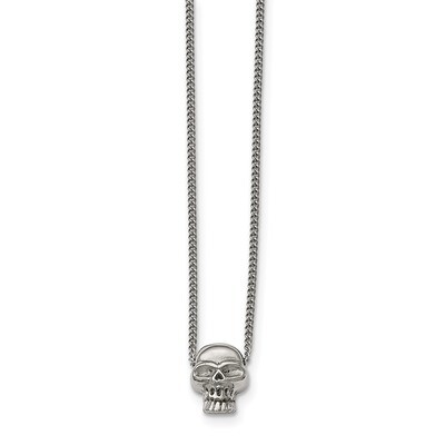 Skull Necklace Stainless Steel Polished SRN1787-16 by Chisel, MPN: SRN1787-16, 191101383700