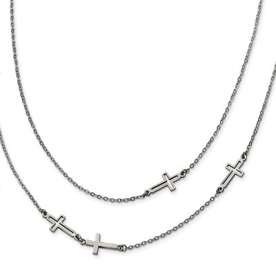 Two Strand Cross Necklace Stainless Steel SRN1875-30 by Chisel, MPN: SRN1875-30, 191101645792