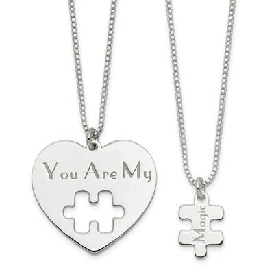 16 In Heart Puzzle Necklace and 14 In Magic Necklace Set 16 Inch Sterling Silver QG6016-16, MPN: QG…
