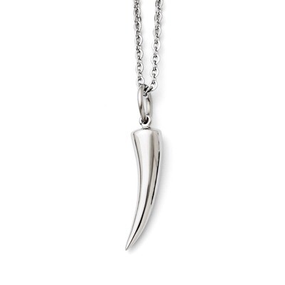 Polished Horn Necklace - Stainless Steel SRN1363 by Chisel, MPN: SRN1363, 886774264837