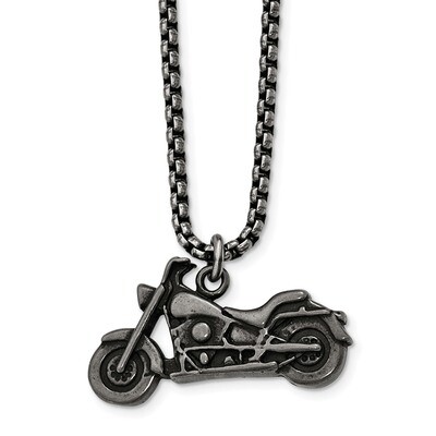 Motorcycle Necklace Antiqued Stainless Steel SRN2127-25.5 by Chisel, MPN: SRN2127-25.5, 191101646362