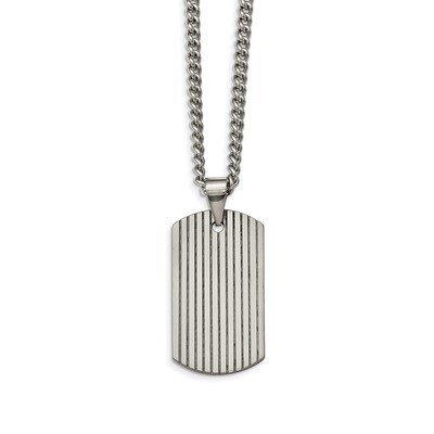 Polished Dog Tag Necklace Tungsten TUN117-22 by Chisel, MPN: TUN117-22, 886774751016