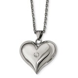 Crystal Heart Necklace Stainless Steel Polished SRN2171-22 by Chisel, MPN: SRN2171-22, 191101559358