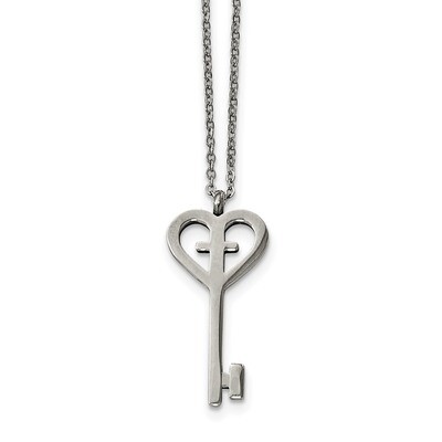 Key with Cross Necklace Stainless Steel Polished SRN1852-16 by Chisel, MPN: SRN1852-16, 191101646317