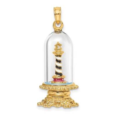 Enamel Lighthouse In Glass Dome Charm 14k Gold 3-D K6856, MPN: K6856, 637218127382