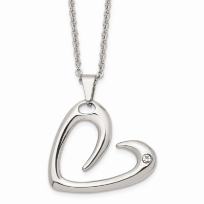 Heart with Crystal Necklace Stainless Steel Polished SRN1474-22 by Chisel, MPN: SRN1474-22, 1911011…