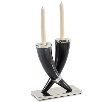 LADORADA Dark Horn Silver Candle Holder HC-HB-CR-0804, MPN: HC-HB-CR-0804,