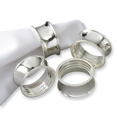 Set of 4 Silver-plated Beaded Napkin Rings GM6915, MPN: GM6915, 15227822144