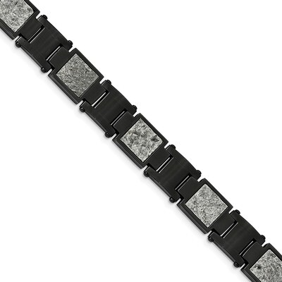 Black IP with Sedimentary Rock Inlay 8.5 Inch Bracelet Stainless Steel Polished SRB2168-8.5 by Chis…