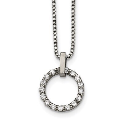 Circle CZ Necklace Stainless Steel Polished SRN2258-18 by Chisel, MPN: SRN2258-18, 191101559815